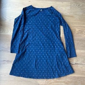Lands End Navy dress with gold polka dots girls size 14